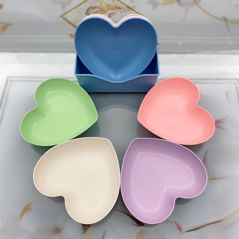 10pcs/set Heart Shaped Home Spit Bone Plate Dinner Plate Creative Snack  Fruit Plate