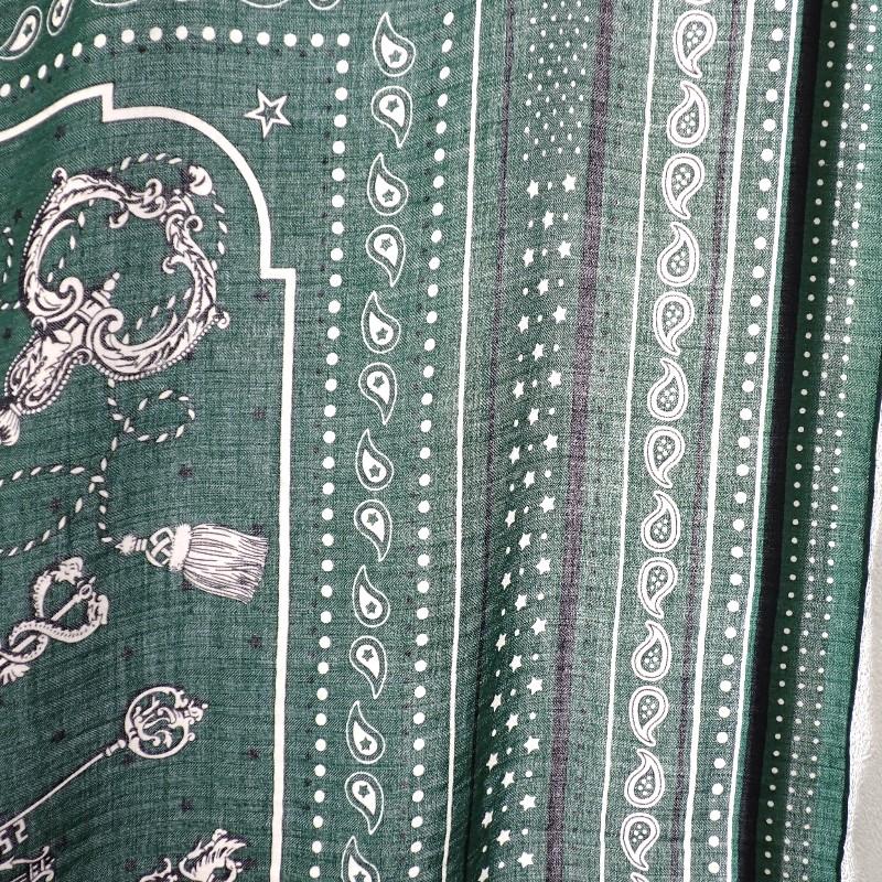 HERMES   scarf green cashmere/silk Women