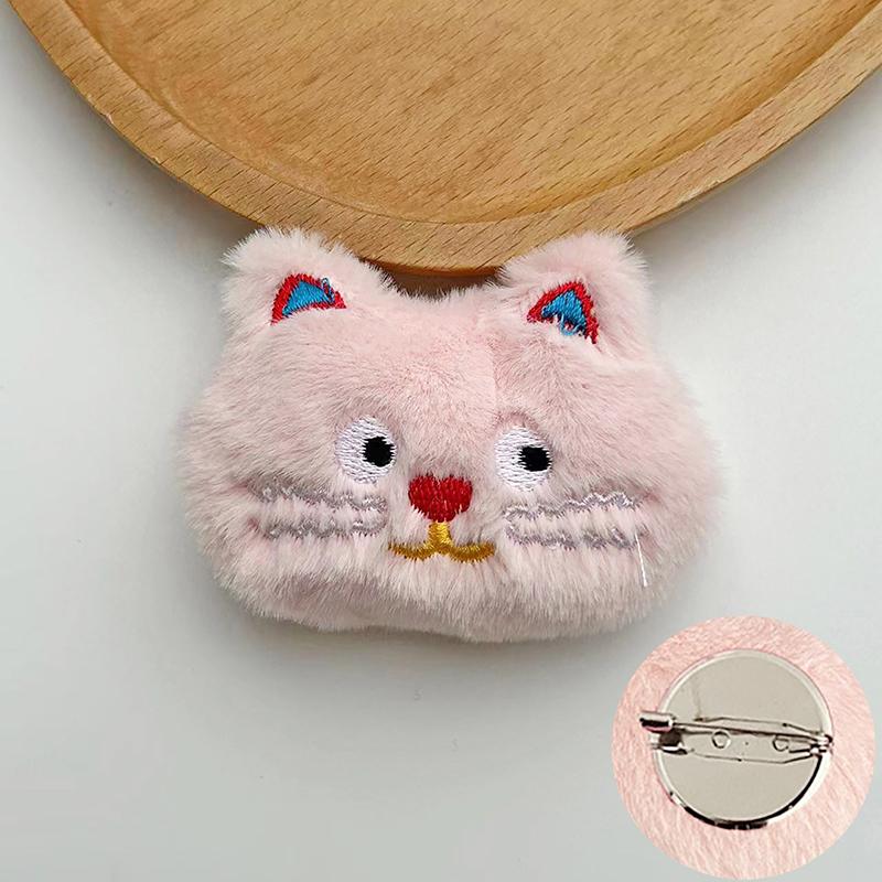 Cute Cat Plush Doll Brooch Fluffy Soft Stuffed Clothes Badge Pins Backpacks Decoration Accessories