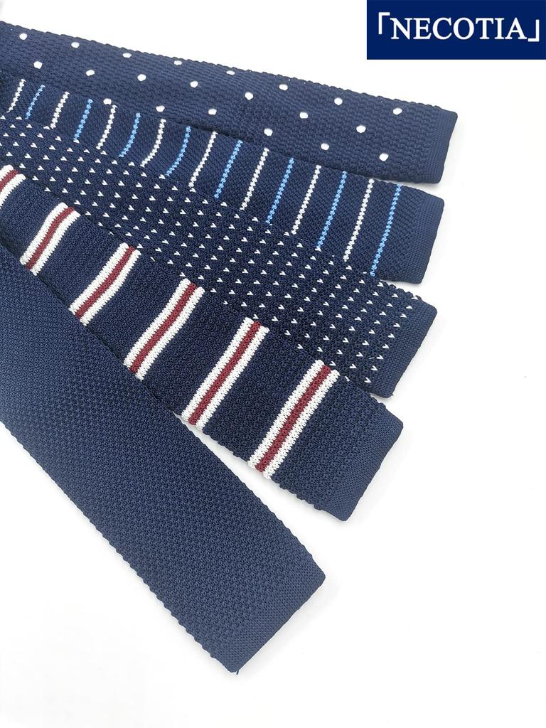 [NECOTIA] Amazon Exclusive Brand Knit Tie for Men - Cool Biz, Striped, Formal, Casual, Stylish (B)