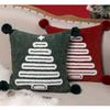 Tufted Christmas Tree Throw Pillow Cover New Year Farmhouse Pillowcase with Plush Ball for Winter Sofa Home Living Room Decor