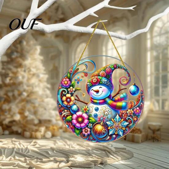 Acrylic Hanging Decorations Christmas Tree Ornaments, Festive Pendants with Lanyard for Ornaments Holiday Party Home Decoration, Indoor Scene