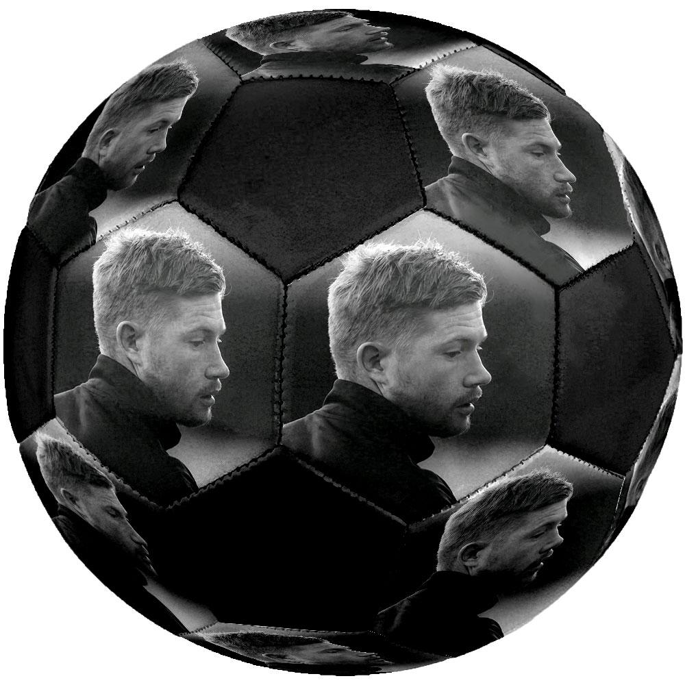 Kevin De Bruyne Printed Size 5 Soccer Ball, Machine-Stitched PVC, Durable & High Bounce, All Ages Fit, Fan Merchandise, Matches & Outdoor Use.