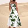 Women's Casual V Neck Hawaiian Print Sleeveless Pocket Suspender Dress