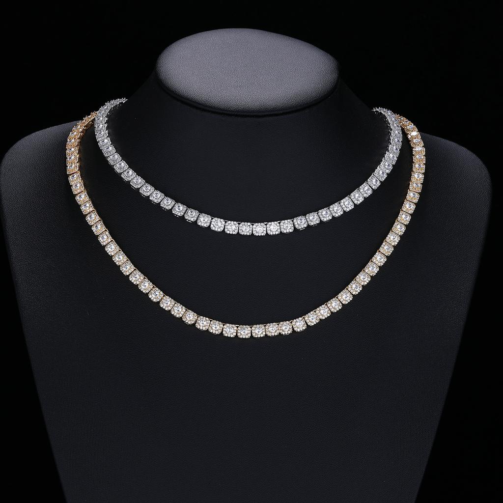 European and American light luxury fashion square zircon rock sugar chain 2026 spring trend hip hop square jewelry accessories