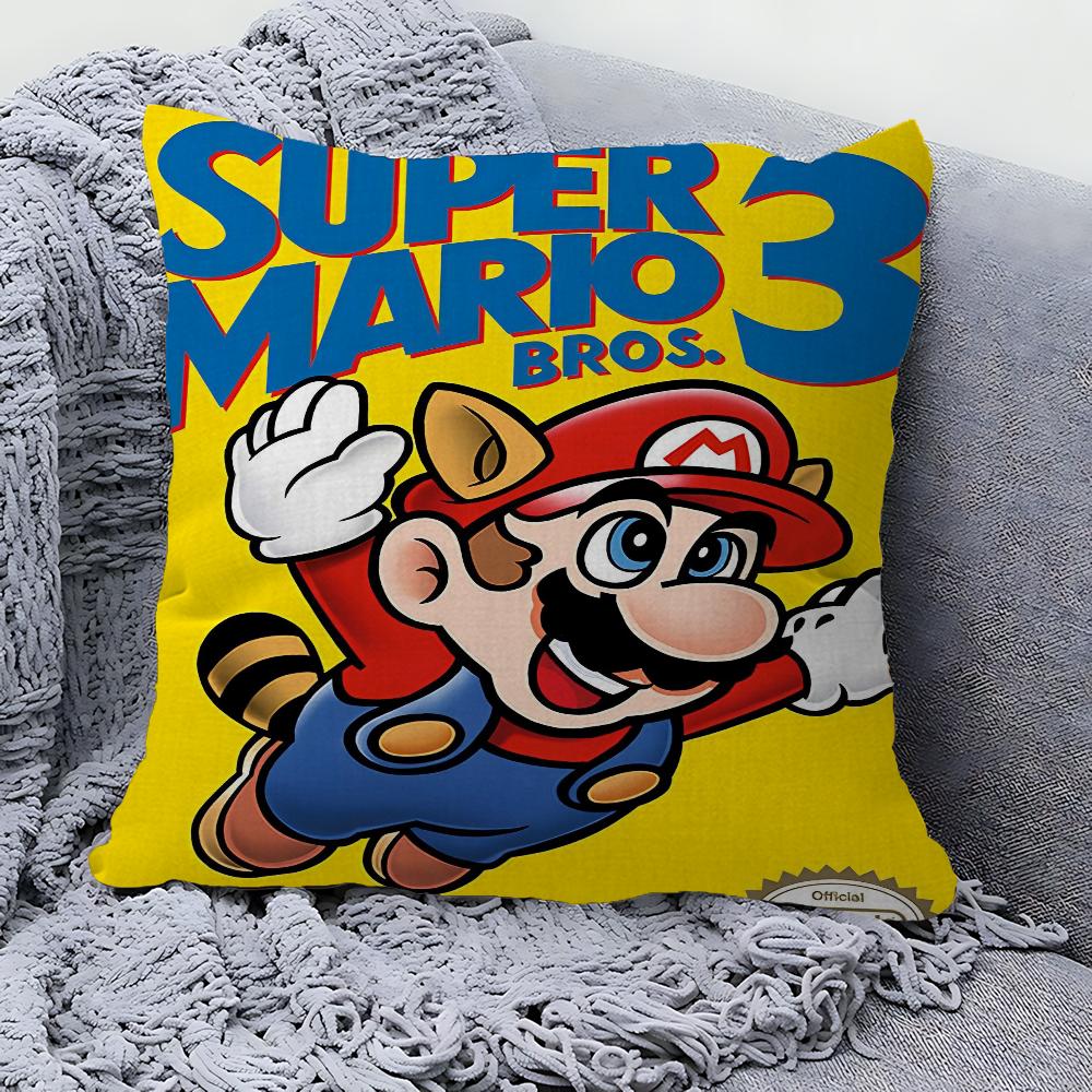 Capa de Almofada Desenho Animado Super M-Marios Fofa Fronha Sala de Estar Sofá Decoração de Casa Personalizado