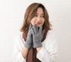 ELLE Cashmere Short Made in Soft Gift Brand Case Included Women's 100% Gloves, Simple, Warm, Double-Layered Gloves, Japan, Wool, Logo, (Gray, 21-22cm)