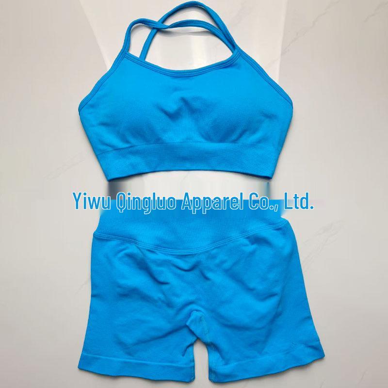 

Dfyne Seamless Criss-Cross Nylon Sports Bra & Yoga Shorts Set Medium