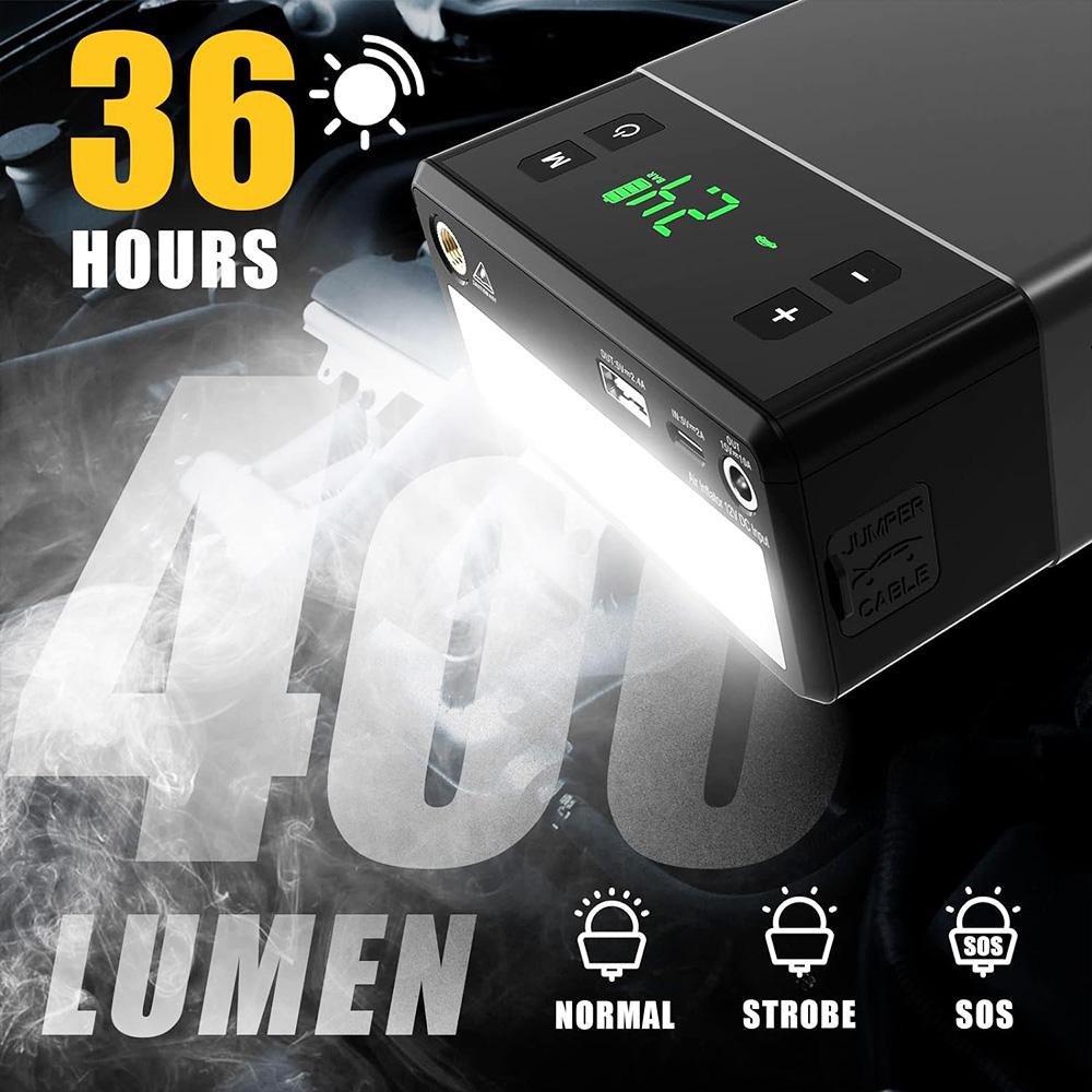 VTOMAN X1 Jump Starter with 100PSI Air Compressor, 2500A Peak Car Starter, 12V Lithium Battery Jump Box, 400 Lumen LED