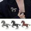 Rhinestone Running Horse Brooch Vintage Brooch Pins Gift Zodiac Animal Badge  Cultural Art