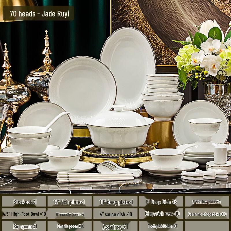 Abay Jade Ruyi 70-Piece Ceramic Tableware Set