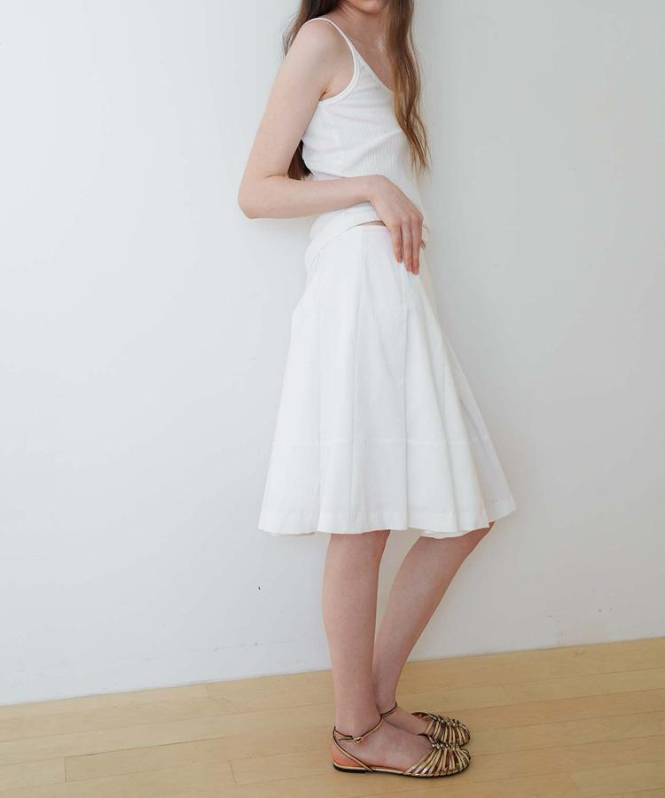 Seuleoum Classic Cotton Pleats Skirt_White