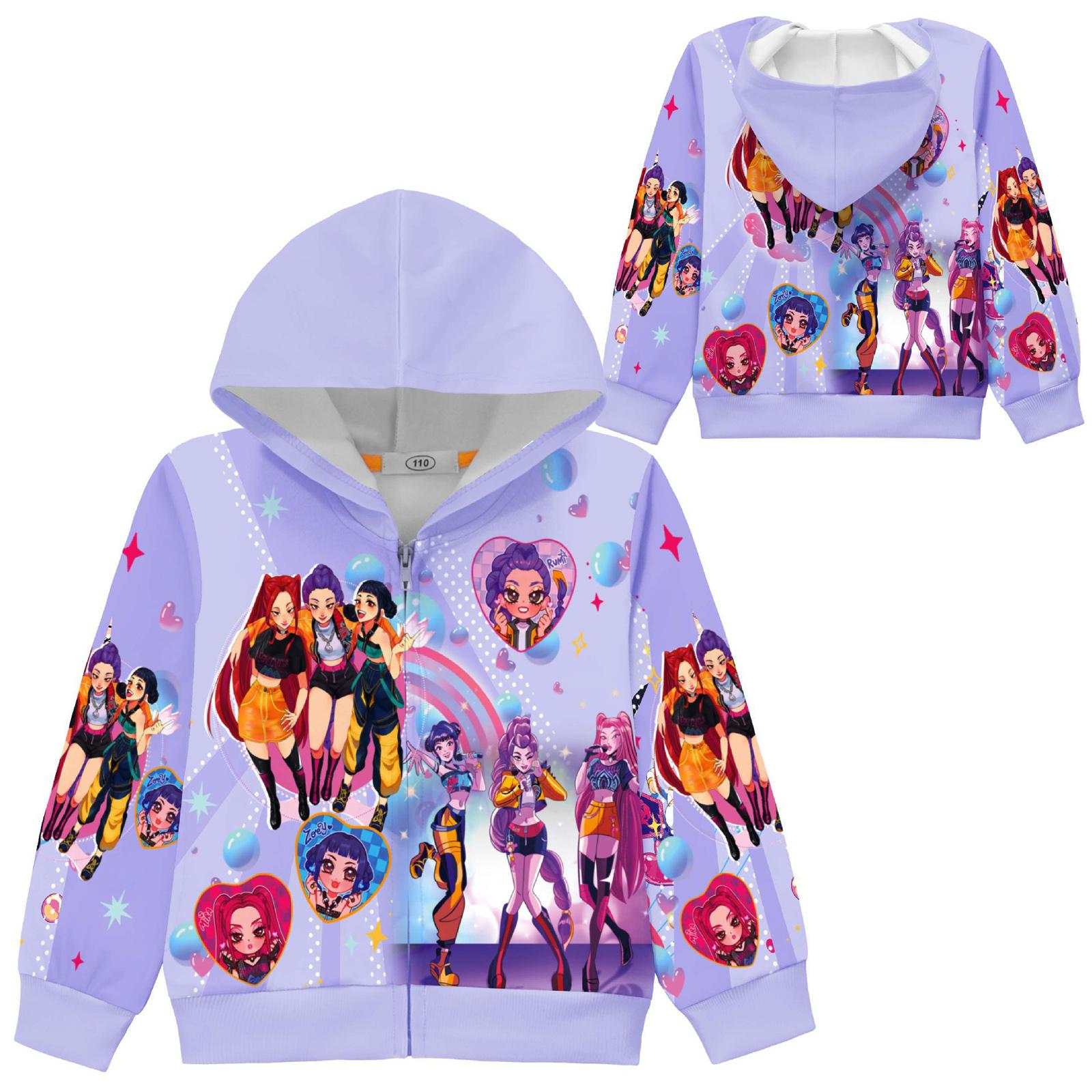 

Худи для девочек 3D Мультяшная куртка Толстовка Музыкальная на молнии с капюшоном с длинным рукавом Топы 150 фиолетовый