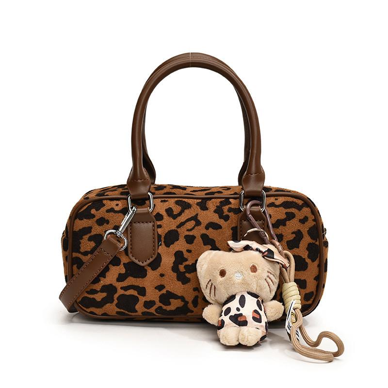 Ielgy Hand-Carrying Leopard Print Small Square Bag Contrast Color Fashion All-Match One-Shoulder Casual Female Bag