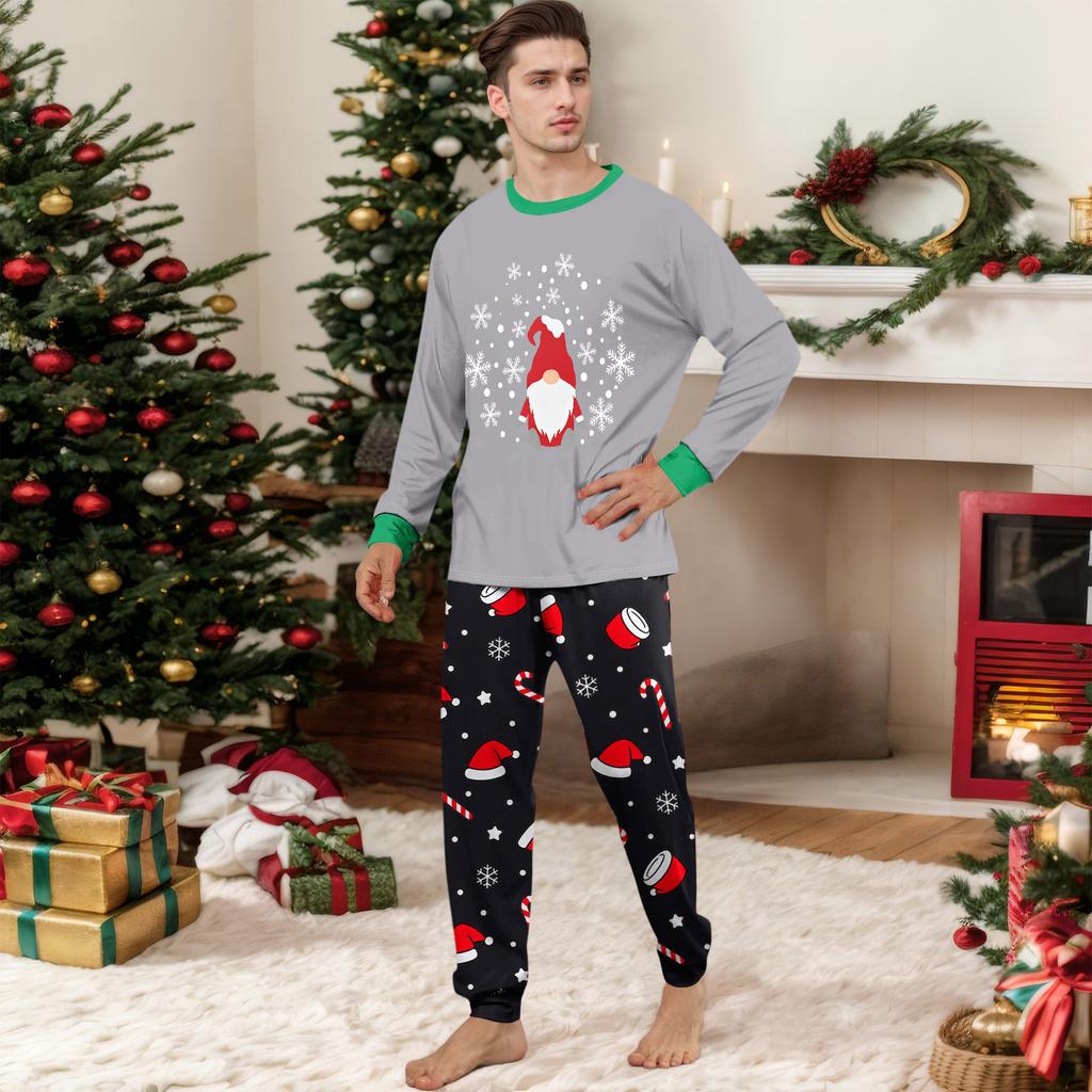 Set Pijamale de Crăciun Potrivite pentru Familie cu Mânecă Lungă și Pantaloni Lungi pentru Bărbați, Femei și Copii