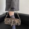 Minimalist Long Multi-Pocket Utility Shoulder Bag Women Soft PU Leather Brown Black Casual Travel Use