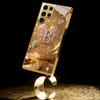 gold-plated phone compatible with Samsung Galaxy S26 S25 S24 S23 S22 Ultra Plus. made  tempered glass decorated heart pattern