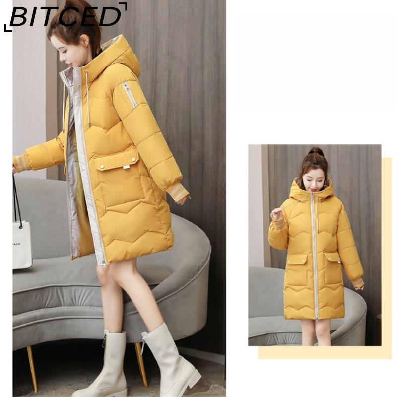 BITCED Women's Mid-Length Loose-Fit Winter Coat Thickened Padded Jacket Puffer Coat Cotton-Padded Jacket
