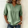 Women's Embroidered Blouse, V-Neck Button Front Short Sleeve Shirt, Casual Summer Top