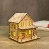 Wooden LED Lighted House Ornament Handcrafted Glowing Christmas House Decoration Xmas Holiday Party Desktop Decor