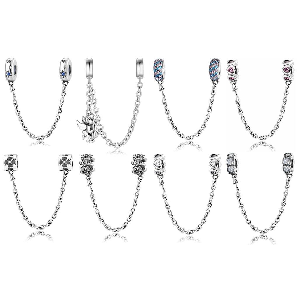 Proteggi il bracciale dalla caduta Tutti i tipi di stile Catena di sicurezza Bracciale in argento sterling S925 Accessori fai da te Gioielli in argento con perline