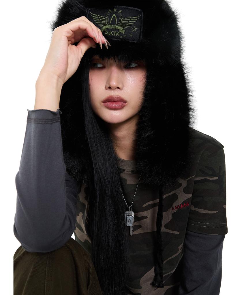 AAKAM Akm Patch Fur Trapper Hat (Black)