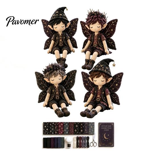 Handmade Fairy Boy Doll Set Boys Patchwork DIY Kit, Fabric Sewing Make 4 Family Weekend Activity Kits Boys, Craft Kit for Adults, Gift, Home Tabletop