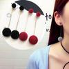 Elegante Kette Fellknäuel Lange Baumeln Ohrringe Damen Schmuck Geschenk