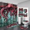 Ocean Monster Octopus Print Shower Curtain Set Waterproof Bathroom Curtain Set With Rugs Toilet Cover Mat For Bathroom Decor