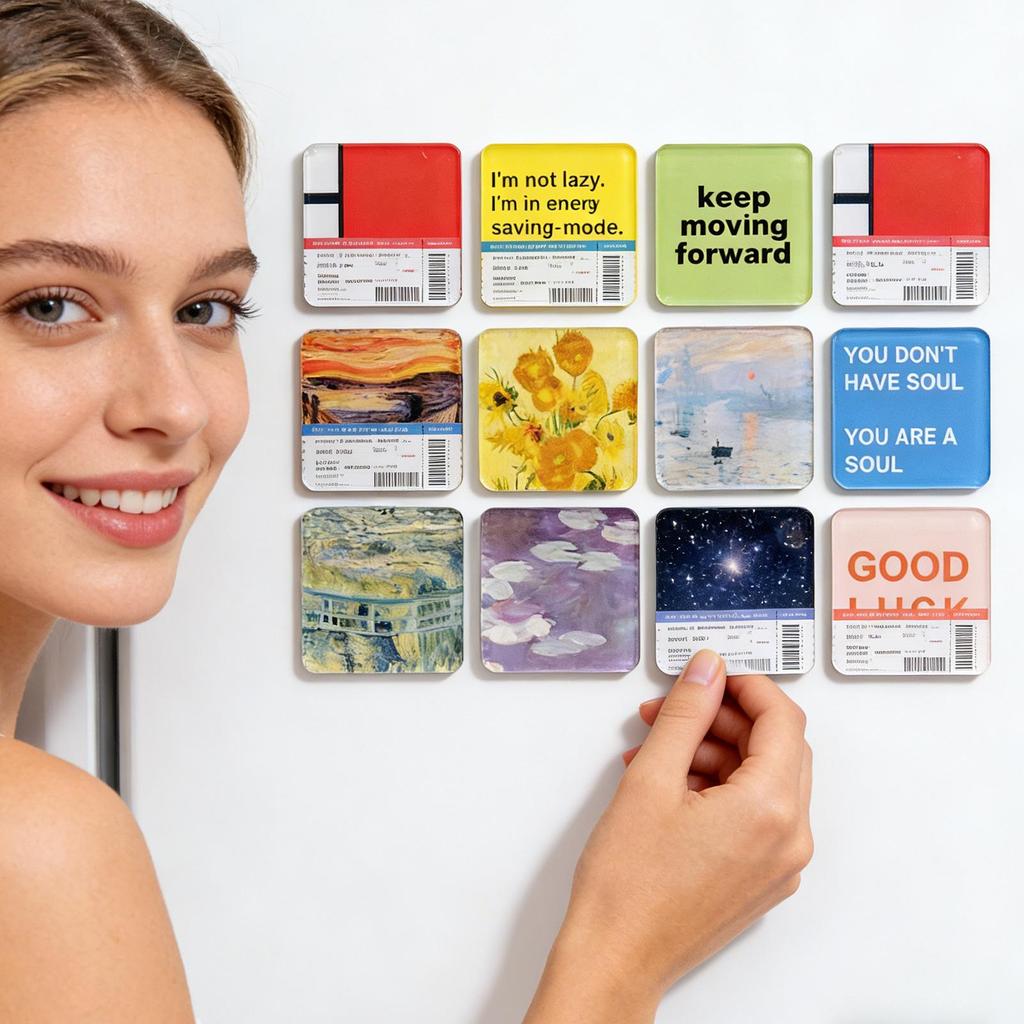 10 Piece Adhesive Acrylic Square Magnet Making Kit Clear Refrigerator Magnet Design Set for Kitchen Cabinet Classroom