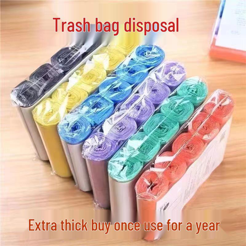 Colored Flat-Mouth Medium-Size Disposable Garbage Bags for Kitchen and Bathroom