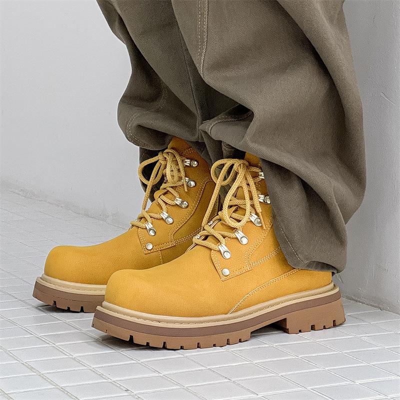 

2024 новые мужские высокие ботинки Martin на платформе, модные универсальные ботинки большого размера с инструментами 66590-J 38 чёрный