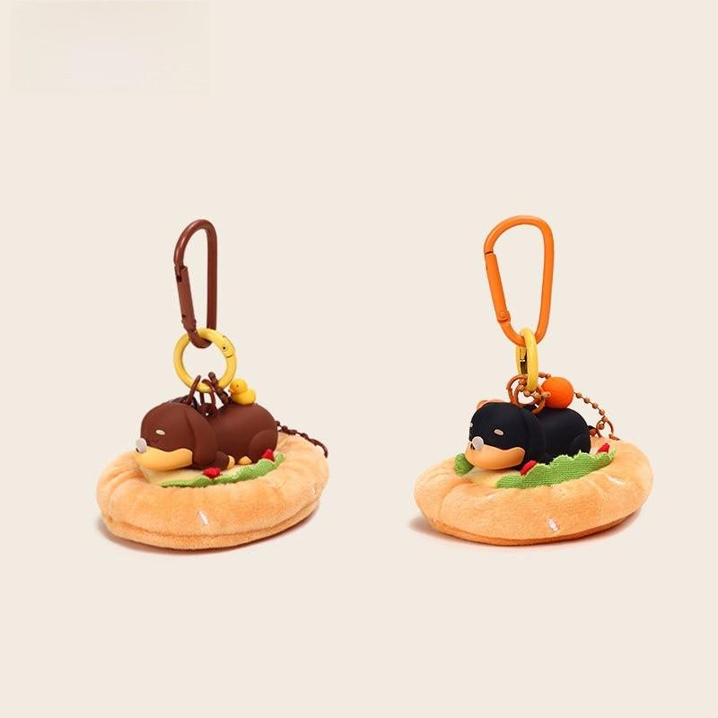 Dog Sausage Jinnew Burger Bun Plush Keychain Pendant With Magnetic Attraction