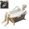 3D Printed Bone Ornament Realistic Bathtub Skeleton Statue, Funny Scary Prank Toy for Desk Haunted Figurine Halloween House Decor, Spooky Mini