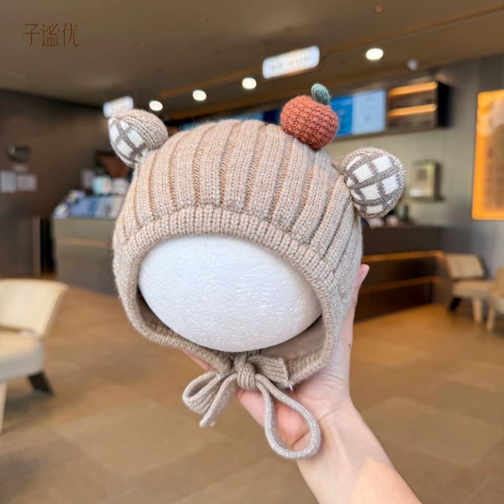 Knitted wool winter going out hat ear protection baby hat infant hat foreign style autumn and winter thickening baby warm