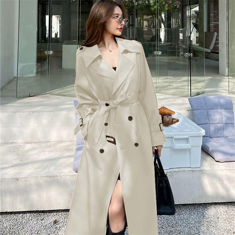 

Жіночий хакі тренч середньої довжини в британському стилі - Колекція Весна/Осінь 2025 Extra Large