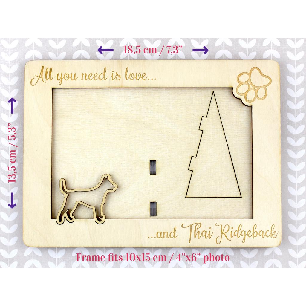 Thai Ridgeback - Photo frame, engraved wooden frame, a lovely gadget for the dog lover by Art-Dog
