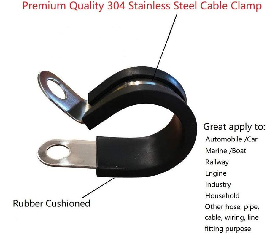 20PCS 1 Inch Stainless Steel P-Style Cable Clamp Assortment for Car Boat Marine