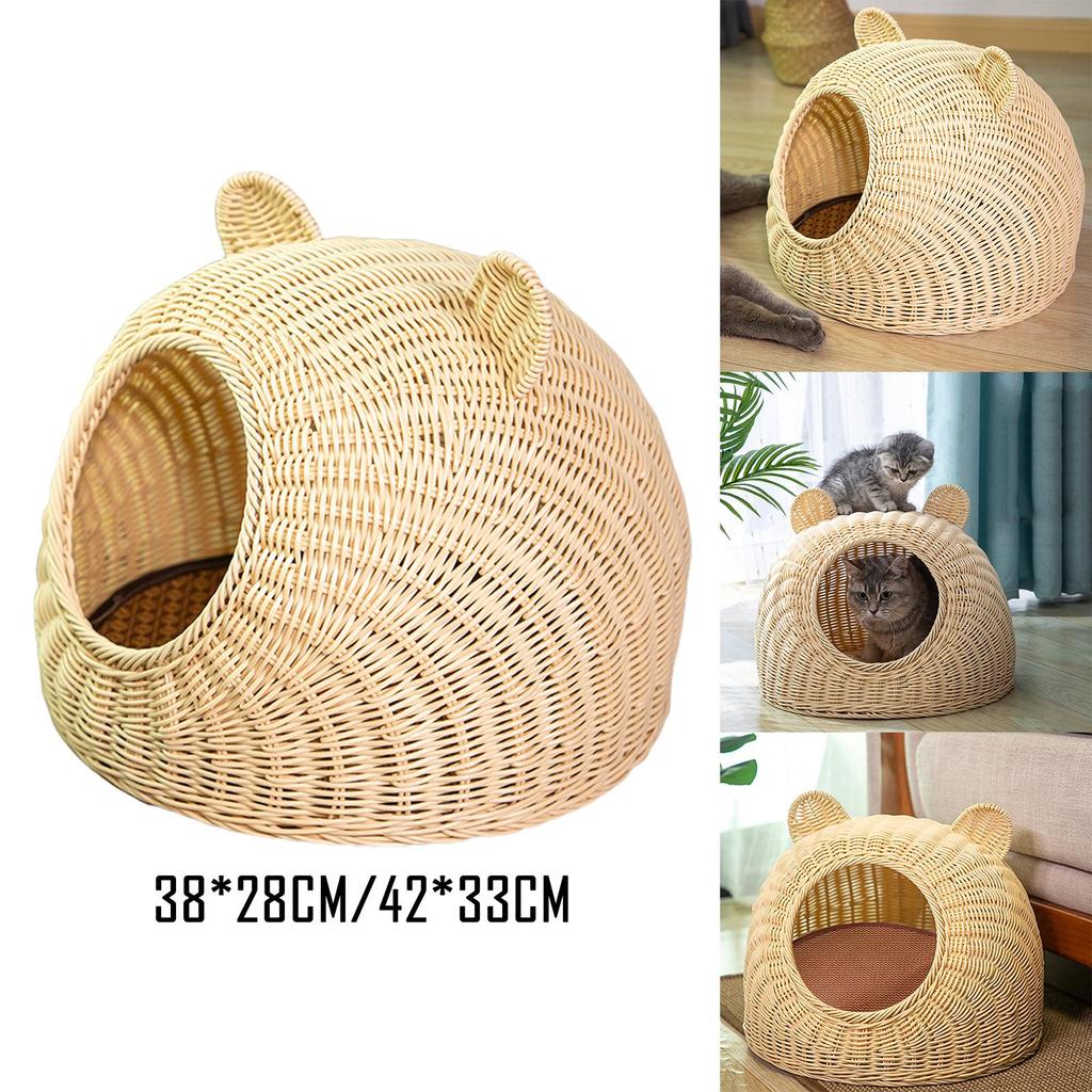 Cat Sleeping Bed Dog Nest Semi-Enclosed Washable Handmade Lightweight Round Pet for