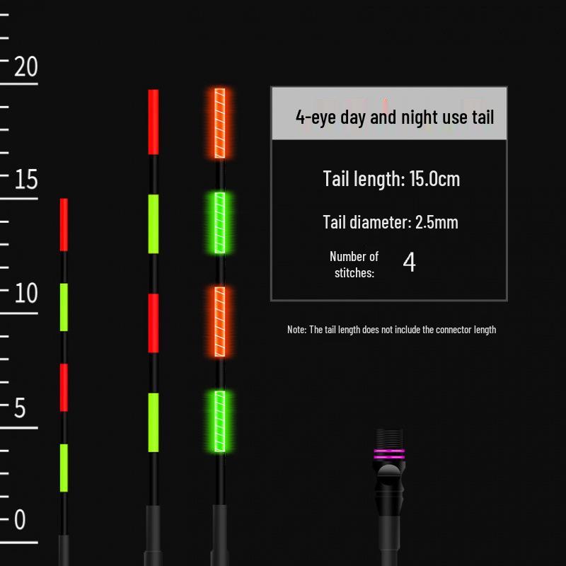 Color-Changing Dual-Use Luminous Fishing Float with Replaceable Tail for Day and Night Fishing
