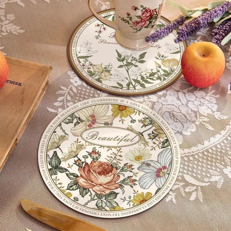 Round Rubber Coasters Antiskidding Absorbent Pad Heatresistant Drink Cup Mat Table Protector Kitchen Items Accessories Drinkware