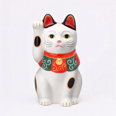 Piec Yakushi Arabeska szczęśliwy Maneki-neko (Średni) (z naklejką)