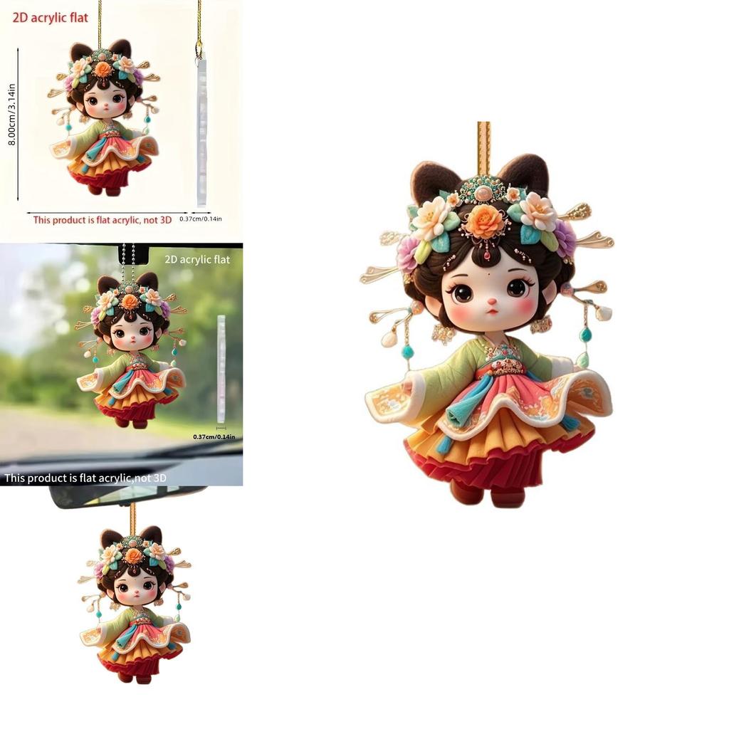 Cute Ancient Costume Girl Pattern Acrylic Pendant For Creative Auto Accessories