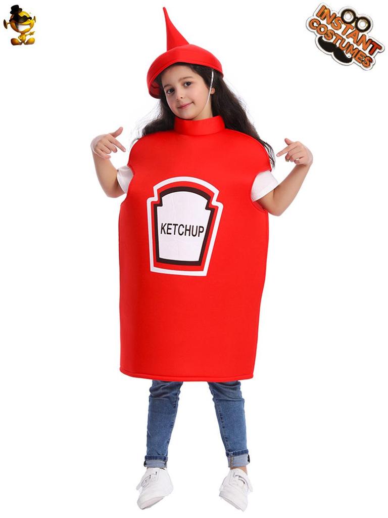 Funny Ketchup Costume for Kids - Prank Mustard Outfit for Halloween or Carnival