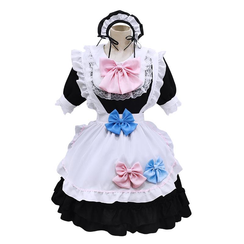 Костюм горничной для аниме, набор косплей одежды, горничная, белое черное платье S