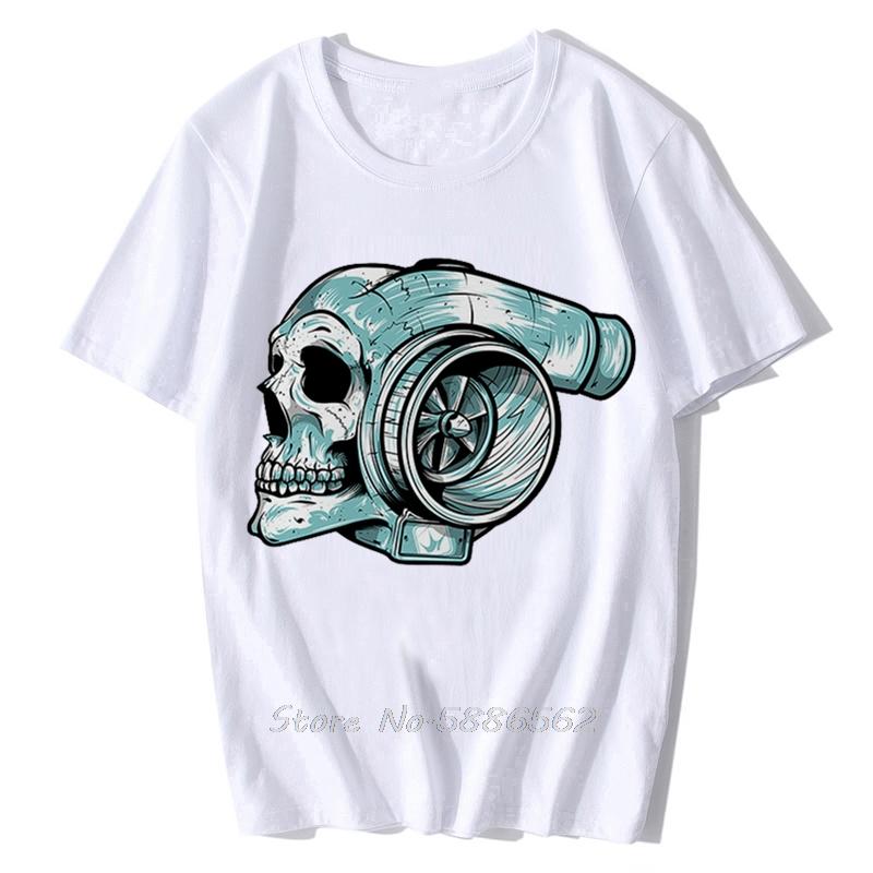 Das Turbo Boost Reaper Skull Lustiges T-Shirt Herren Kurzarm T-Shirt Herren Sommer Weiß Punk T-Shirt Hipster Unisex Streetwear