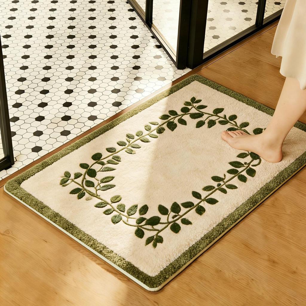 Water-Absorbent Cartoon Animal Bathroom Mat - Faux Cashmere, Forest Style, Dirt-Resistant Door and Kitchen Mat