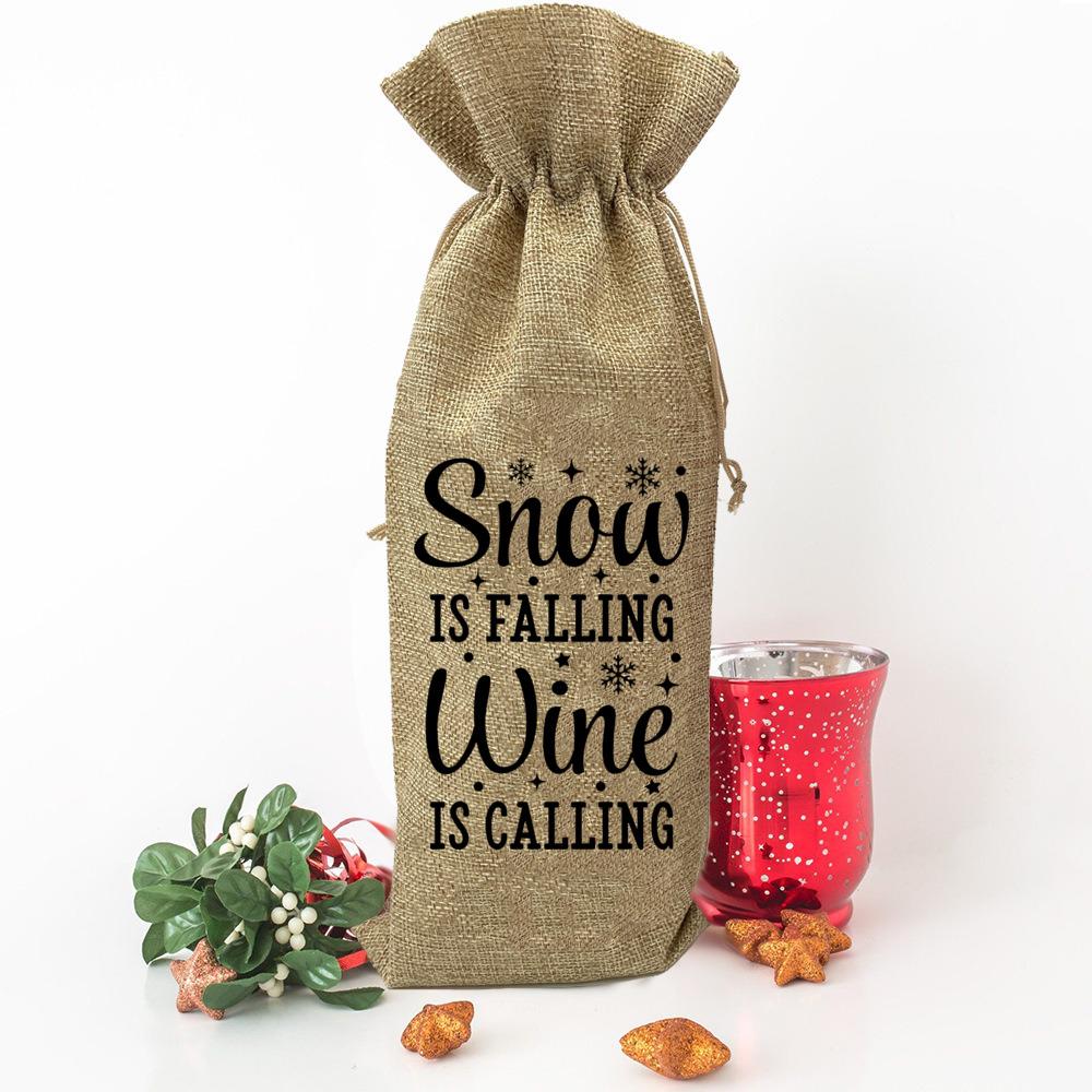 Noel ekibi baskısı Şişe çantası şarap çantaları Minimalist içki kılıfı yeni yıl masa dekorasyon paketi Şarap severlerin noel hediyeleri