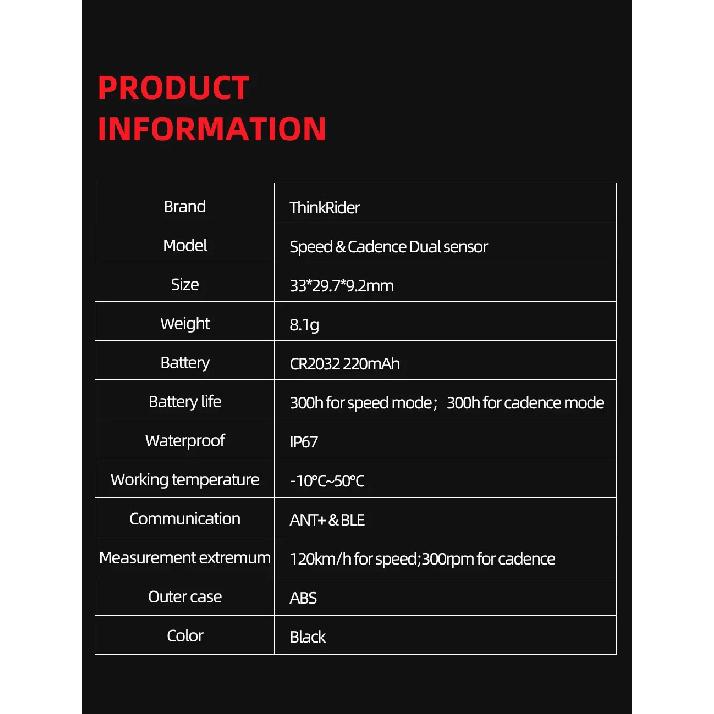 ThinkRider Cadence Speed Dual Sensor Bike Computer Speedometer ANT+ BLE Waterproof GPS Cycling Bicycle Accessories