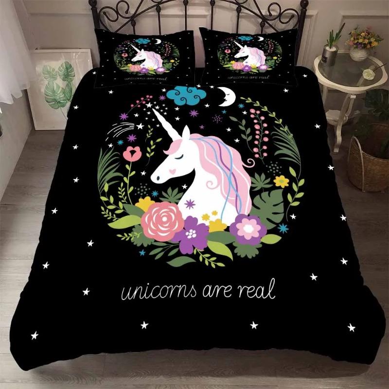 Dropship Unicorns Bed Linens Bedding Dream Cartoon Unicorn Bedcover Set Thick Kids Full King Size Comforter Cover Pillow Cover